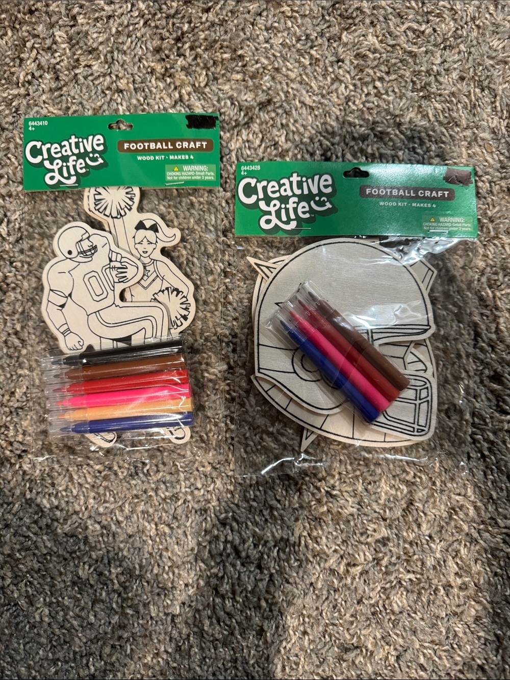 Kids' Football Craft Kit - Natural Wood with Assorted Color Markers